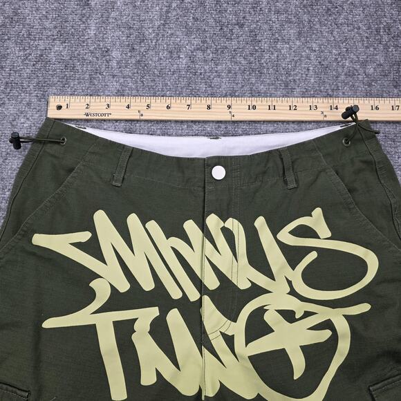 Minus Two Pants Mens Medium Green Cargo Graffiti Streetwear Utility Skate Y2K - Picture 4 of 16